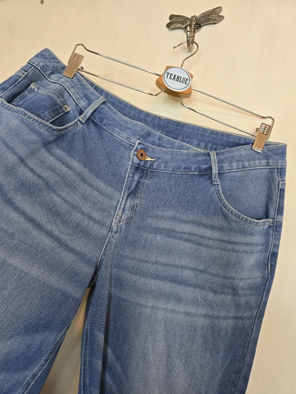 Halara Flex Asymmetric Low Rise Baggy Wide Leg Washed Casual Jean L Petite 12-14 - Picture 7 of 12